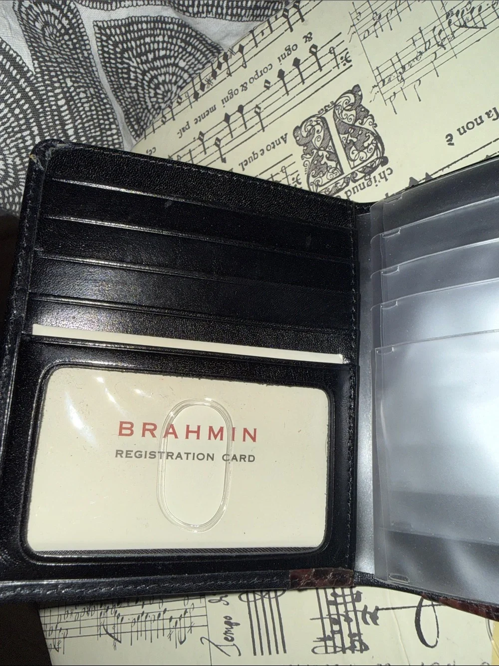 VTG Brahmin Black Tuscan Leather Credit Card Wallet - Deadstock / NOS